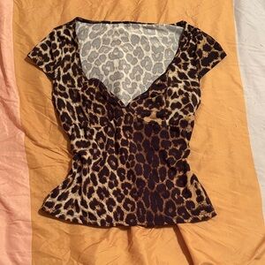 Leopard Print V-Neck Women's Top